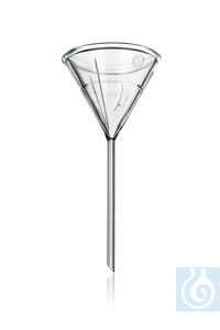 Entonnoir d'analyse, bord Ø 100 x tige L 150 x tige Ø 8 mm, avec nervures, verre borosilicate...